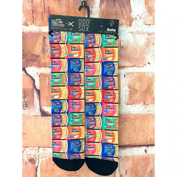 New Top Ramen ODD SOX Casual Cozy Soft Crew Socks Fits Sizes 6-13 Unisex - Picture 1 of 4